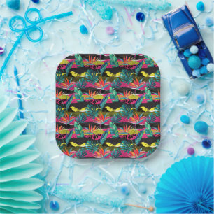 Neon Abstrakt Tropical Texture Pattern Pappteller