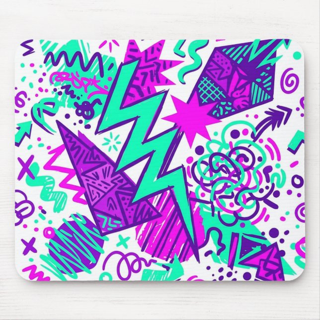 Neon-Abstrakte Formen und Muster-Mauspad Mousepad (Vorne)