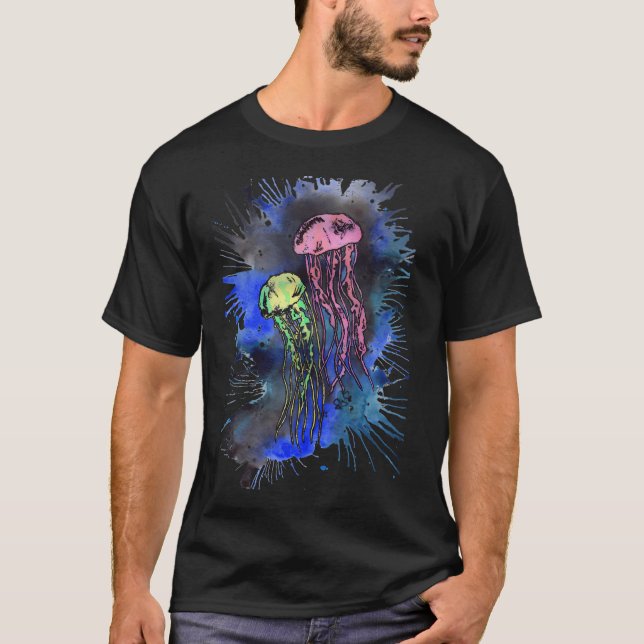 Neon-Abstrakte Qualle T-Shirt (Vorderseite)
