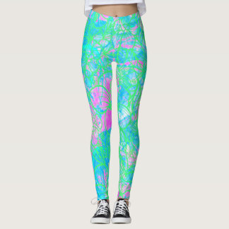 Neon Acid Exotic Tropical Fest Muster Leggings