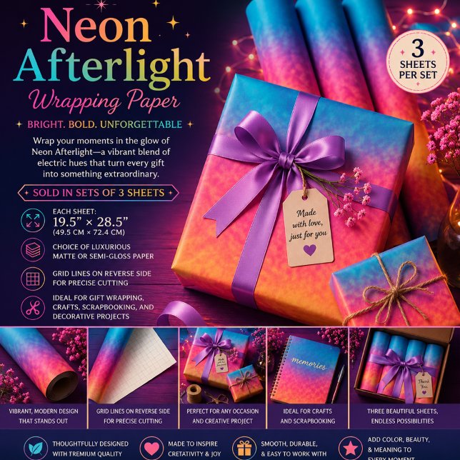 Neon Afterlight Geschenkpapier Set (Von Creator hochgeladen)