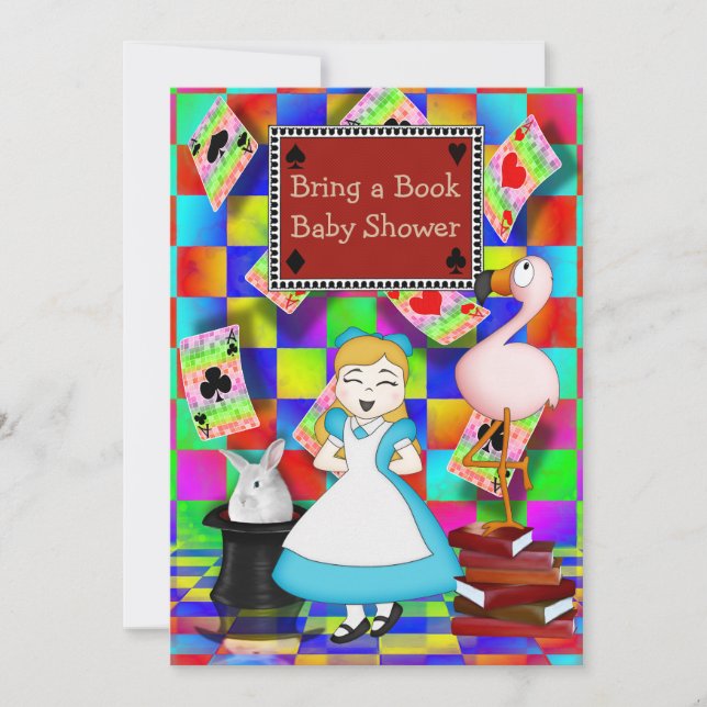 Neon Alice & Flamingo Bringen Sie eine Babydusche  Einladung (Vorderseite)