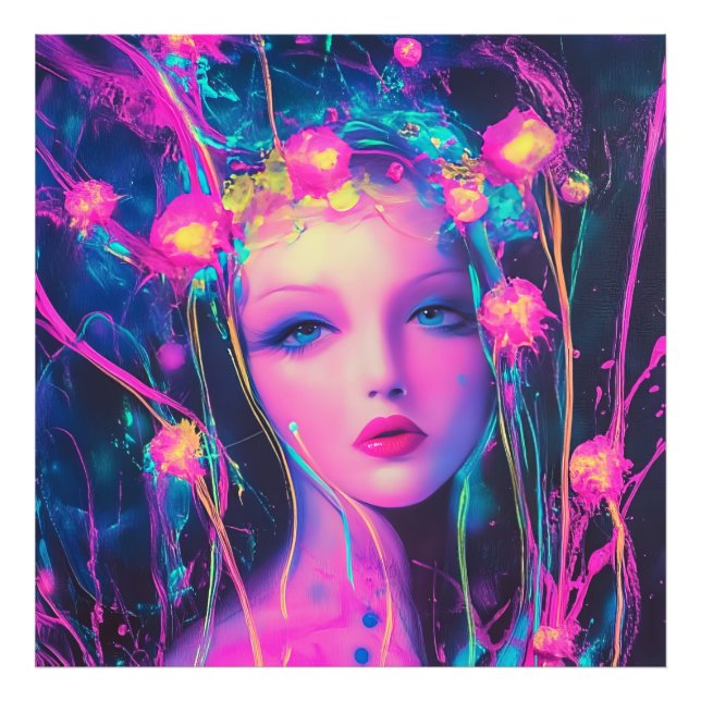 Neon Alien Goddess Fotodruck (Vorne)