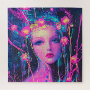 Neon Alien Goddess Puzzle