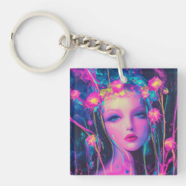 Neon Alien Goddess Schlüsselanhänger