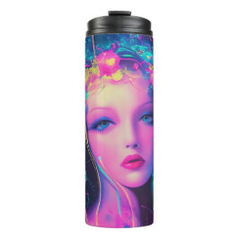 Neon Alien Goddess Thermosbecher