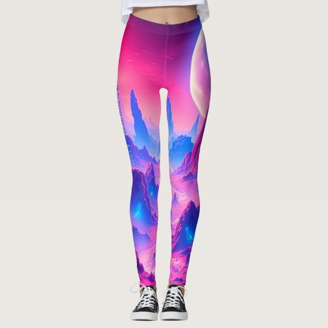 Neon Alien Planet Leggings | Aktivkleidung (Vorderseite)