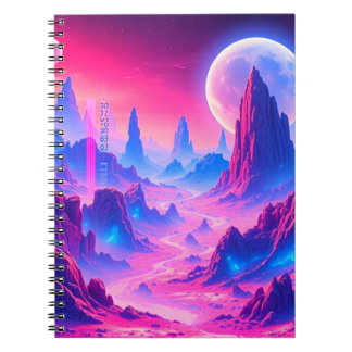 Neon Alien Planet Notebook | Sci-Fi Cosmic Journal Notizblock