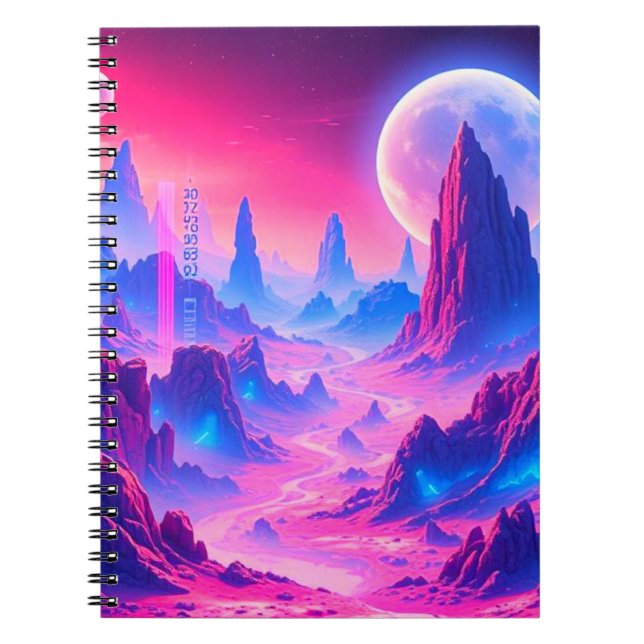 Neon Alien Planet Notebook | Sci-Fi Cosmic Journal Notizblock (Vorderseite)