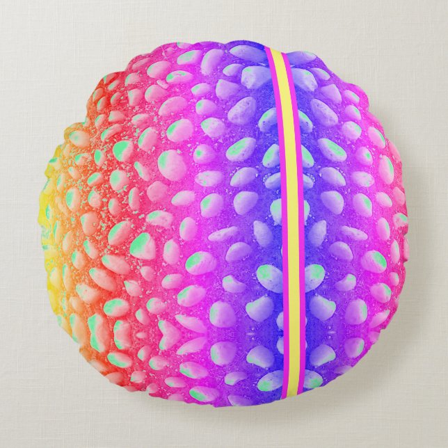 Neon Alien Stones Rundes Kissen (Vorderseite)