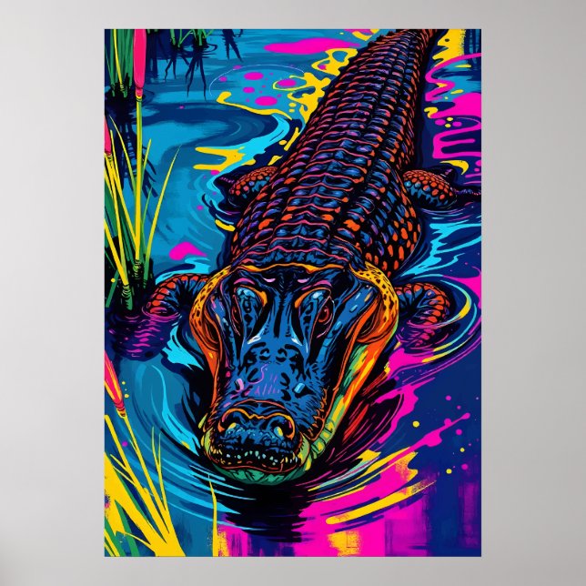Neon Alligator Poster (Vorne)