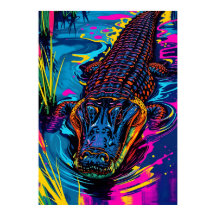 Neon-Alligator-Sumpf-Kunst