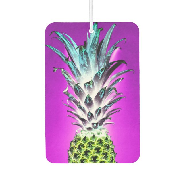 Neon Ananas farbenfrohe tropische Früchte Hawaii Autolufterfrischer (Vorderseite)