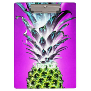 Neon Ananas farbenfrohe tropische Früchte Hawaii Klemmbrett