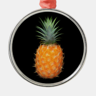Neon-Ananas Leuchtende Obstkunst  Silbernes Ornament