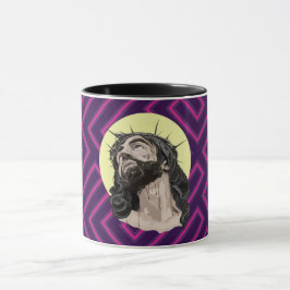 Neon Andean Pattern Jesus Christ Mug - Taza Cristo Tasse