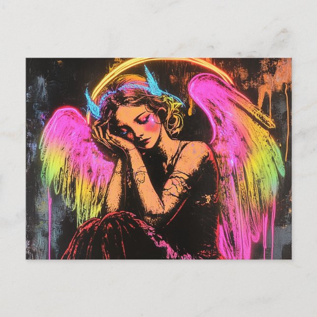 Neon Angel Postkarte (Vorderseite)