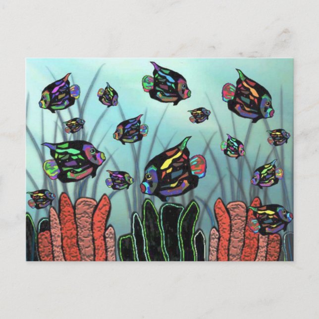 Neon Angelfish Coral Reef Postkarte (Vorderseite)