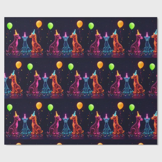 Neon Animal Themed Wrap Geschenkpapier (Flach)