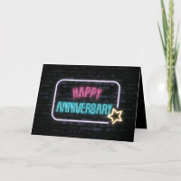 Neon Anniversary Marquee on Brick