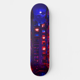 Neon Apartment Gebäude Skateboard Deck