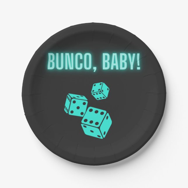 Neon Aqua Bunco Baby Pappteller (Vorderseite)