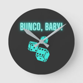Neon Aqua Bunco Baby Runde Wanduhr