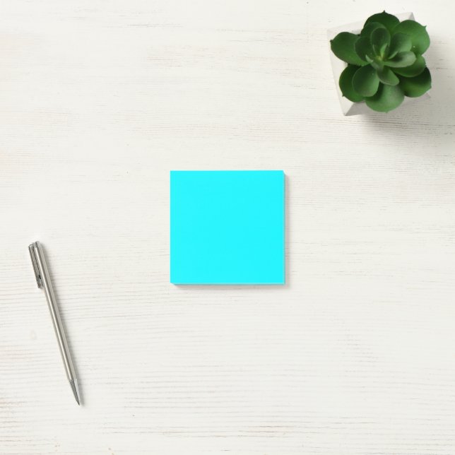 Neon Aqua Einfarbig Minimalistisch  Post-it Klebezettel (Büro)