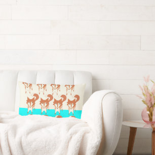 Neon Aqua Monogram Stylized Fox Pillow Lendenkissen