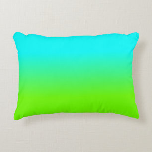 Neon Aqua und Neon Green Ombré Shade Color Fade Dekokissen