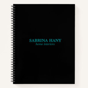 Neon aquamariner Geschäftstext schwarz Notizbuch