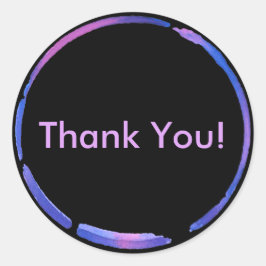 Neon Aquarellfarbenmalring, Pink Danke Runder Aufkleber