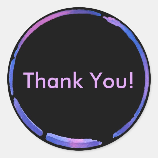 Neon Aquarellfarbenmalring, Pink Danke Runder Aufkleber (Vorderseite)