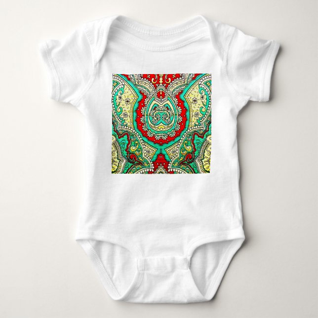 Neon arabesque Ornament: 80er Stil. Baby Strampler (Vorderseite)