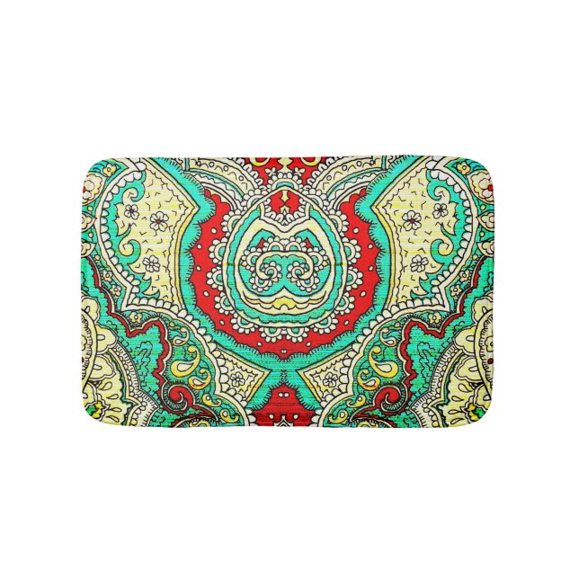 Neon arabesque Ornament: 80er Stil. Badematte (Vorderseite)