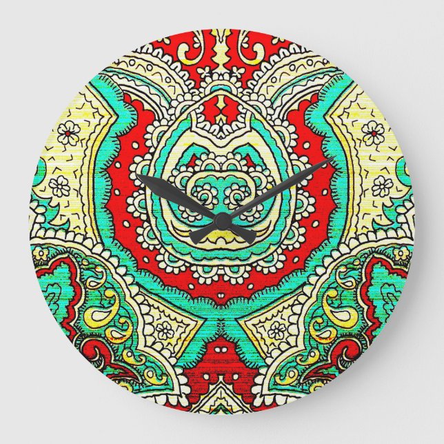 Neon arabesque Ornament: 80er Stil. Große Wanduhr (Vorderseite)