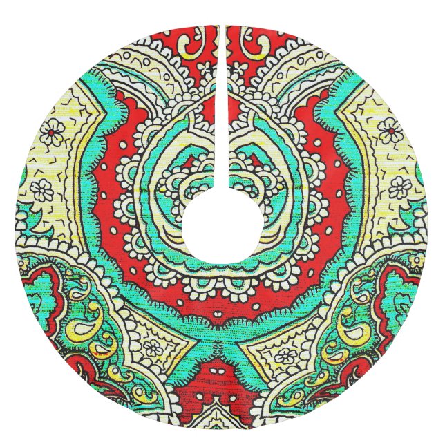 Neon arabesque Ornament: 80er Stil. Polyester Weihnachtsbaumdecke (Vorderseite)