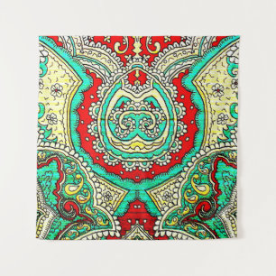 Neon arabesque Ornament: 80er Stil. Wandteppich