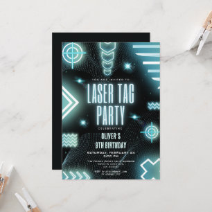 Neon Arcade Gamer, Laser Tag Geburtstag Einladung