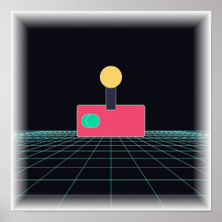 Neon-Arcade-Joystick - Retro-Gaming-Wandkunst Poster