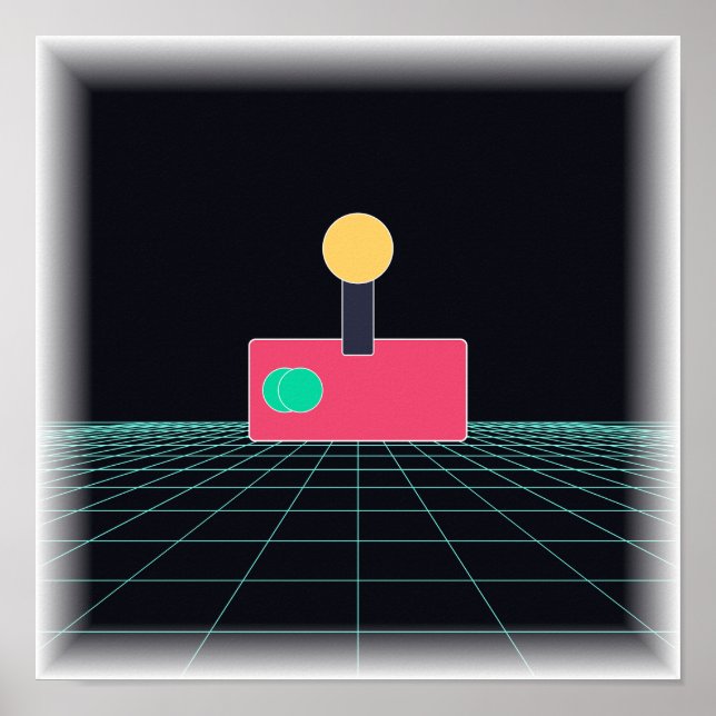 Neon-Arcade-Joystick - Retro-Gaming-Wandkunst Poster (Vorne)