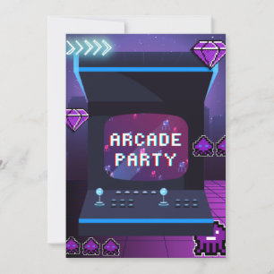 Neon Arcade Party Geburtstag Einladung