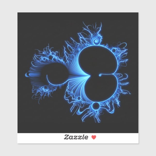 Neon Arctic Blue Mandebrot - Black Background Aufkleber (Blatt)