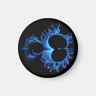 Neon-Arktis-Blau-Mandelbrot - Schwarzer Hintergrun Magnet