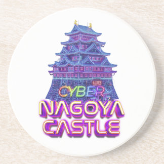 Neon art of "Nagoya Castle" in cyberpunk style Getränkeuntersetzer