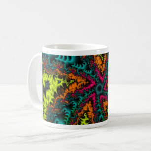 Neon   Art Wrap des Blauen und Orangen Fraktals Tasse