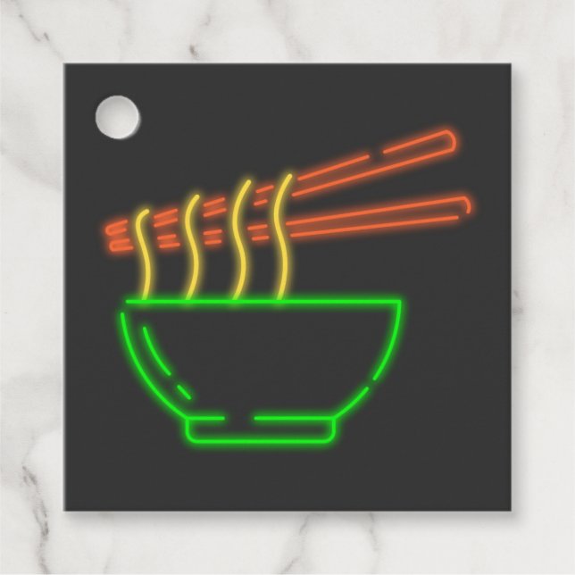 Neon Asian Noodle Bowl Geschenkanhänger (Vorderseite)