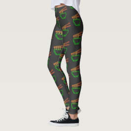 Neon Asian Noodle Bowl Pattern Leggings