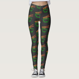 Neon Asian Noodle Bowl Pattern Leggings