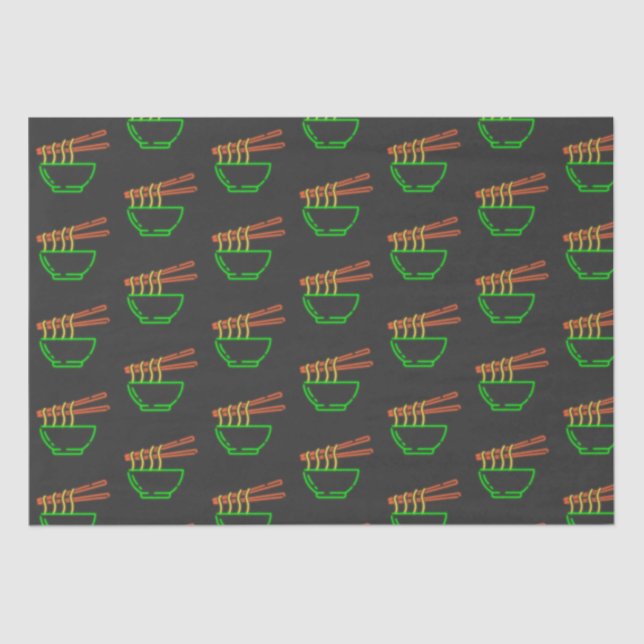 Neon Asian Noodle Bowl Pattern Seidenpapier (Vorderseite)
